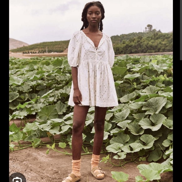 The Great. The Pathway Dress white & Broderie Anglaise Cotton Shorts off-white - Picture 2 of 15